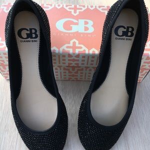 Gianni Bini Microfiber Rhinestone Detail Ballet Flats